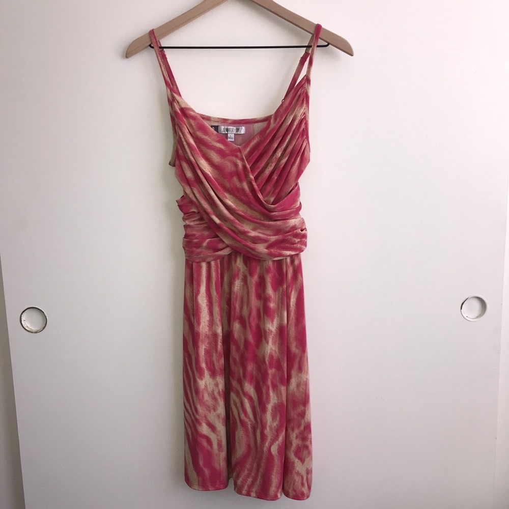 Jennifer Lopez pink and cream dress